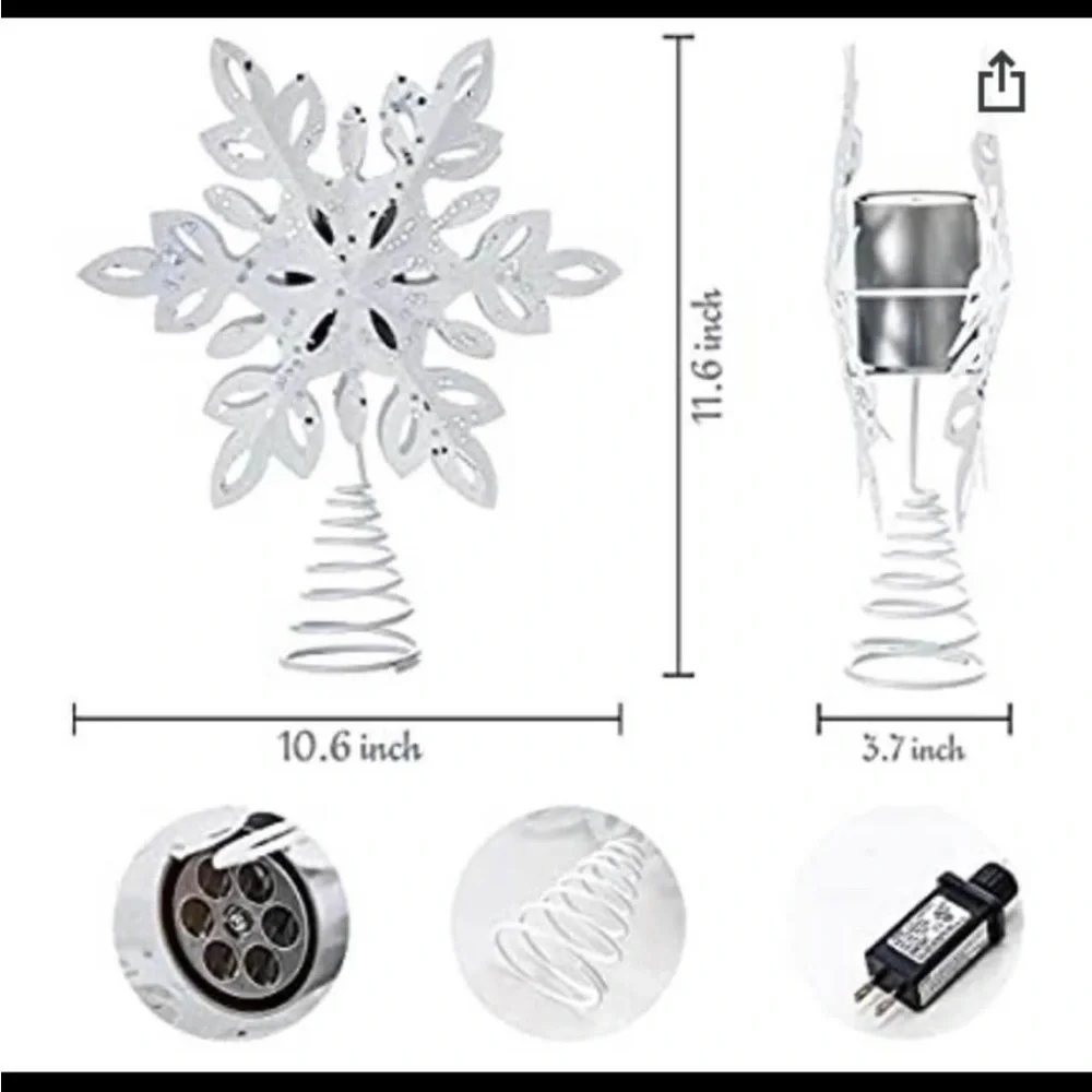 LED Snowflake Tree Topper - Picture 4 of 4